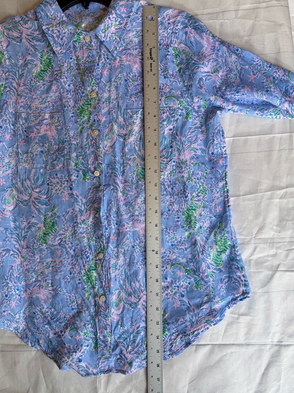 Lilly Pulitzer Sea View Linen Button Down Blue Peri women’s size small - Picture 11 of 16